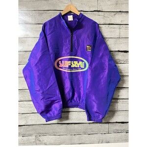 Vintage Surf Style Iridescence 1/4 Zip Windbreaker Pullover Jacket One Size